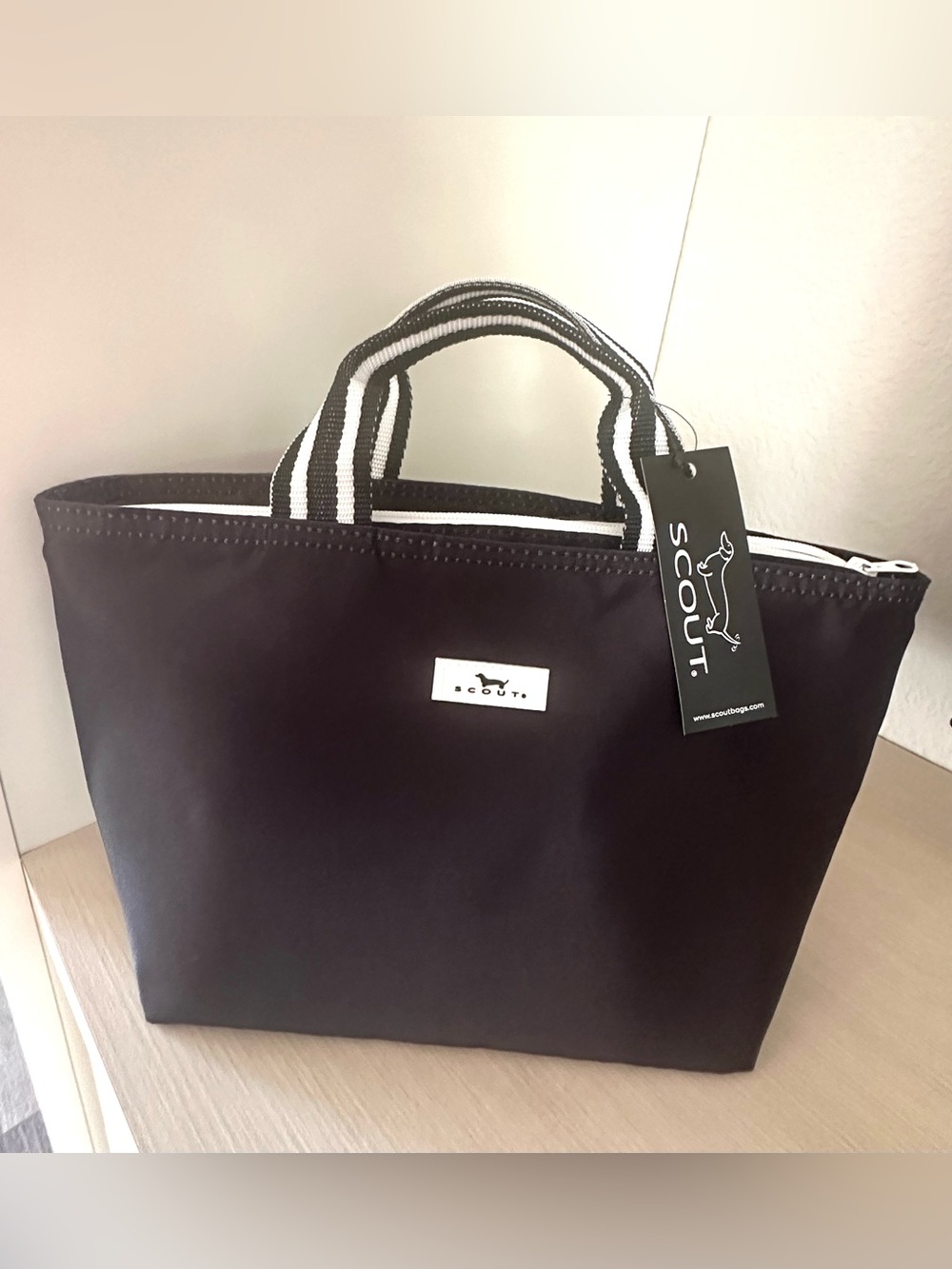 Scout Black Tote with Striped Handles(lunch bag)